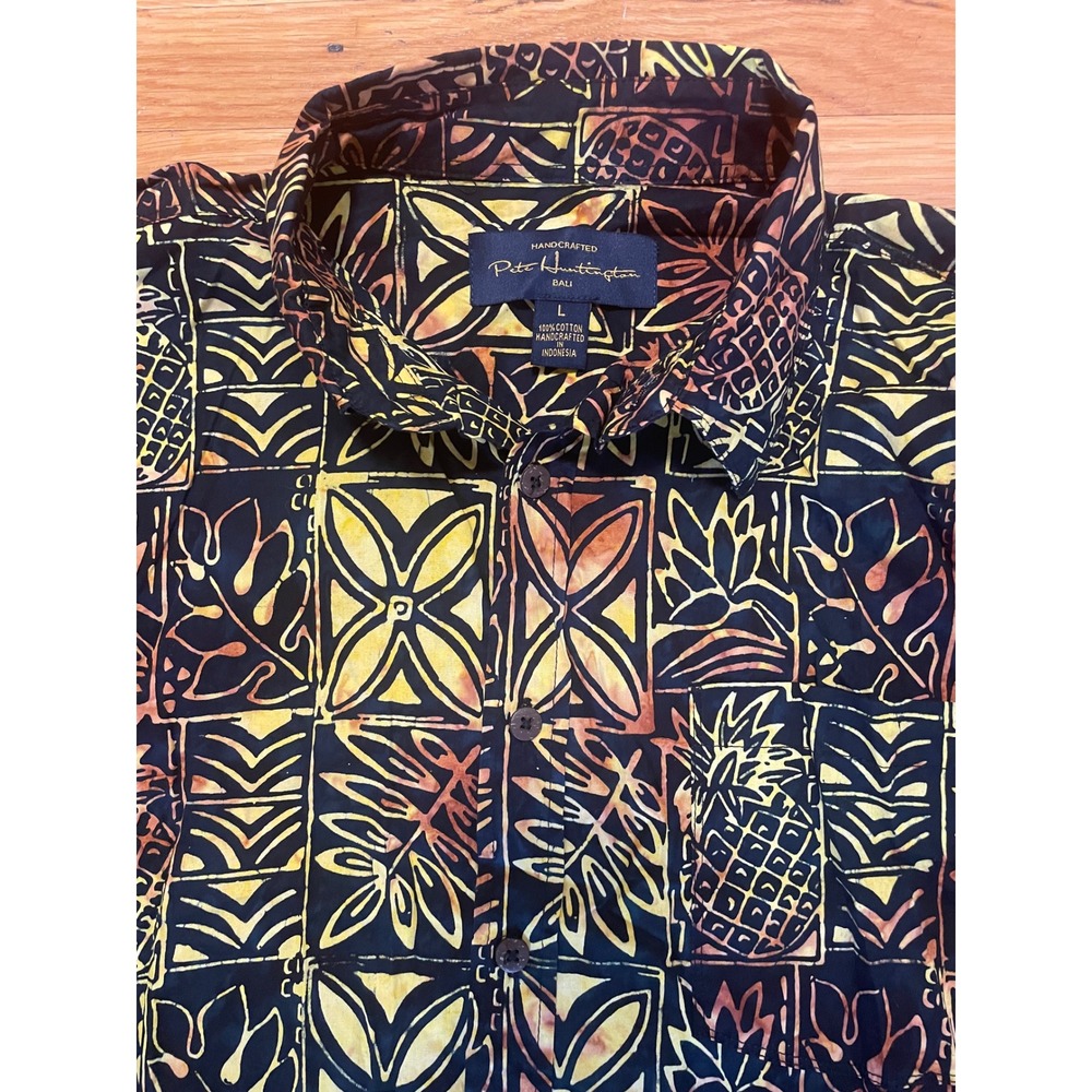 Vintage Pete Huntington Bali Batik Large L/S Cotton Button Down Y2K